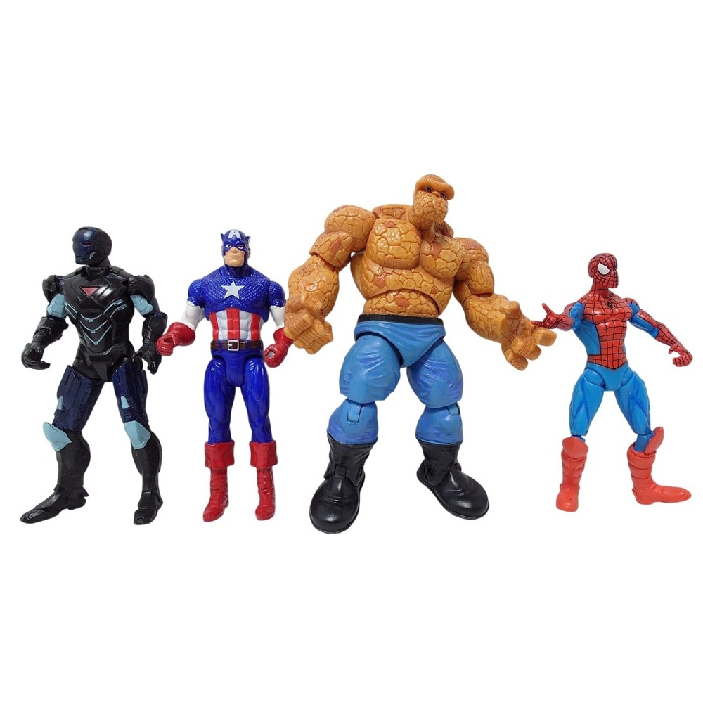 Vintage Action‎ Figures Marvel Lot of 4 Iron Man SpiderMan Thing Captain America